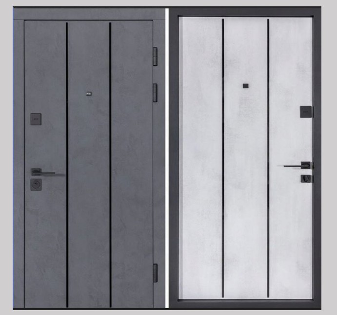Metāla durvis dzīvoklim PREMA B-434 Modelis 535 Betons antracīts/Oksīds balts